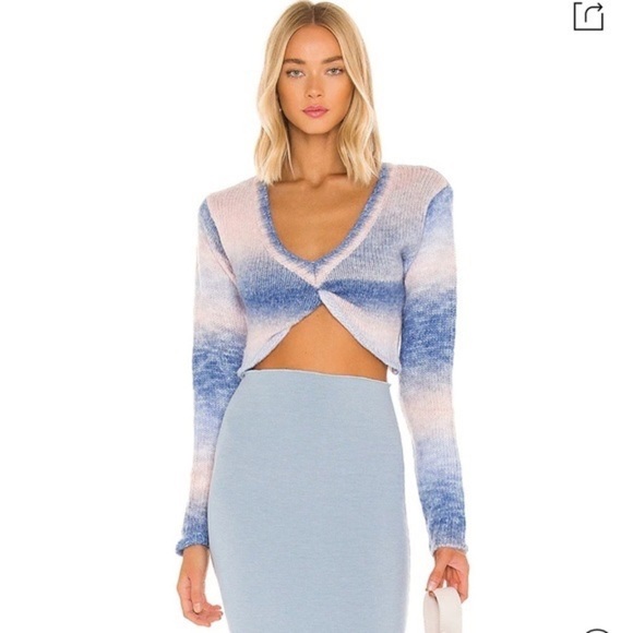 For Love and Lemons Celeste Twist Front Stripe Crop Sweater sz XS - Picture 2 of 11